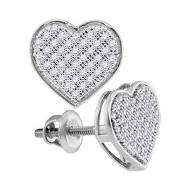 Romantic Radiance: 10kt White Gold Heart-Shaped Diamond Earrings  Top View from Splendid Jewellery
