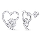 Sparkling Heart-Shaped Diamond Earrings in 10kt White Gold Top view from the 10Kt White Gold Womens Round Diamond Heart Earrings 1 5 Cttwpin280852 collection by Splendid Jewellery