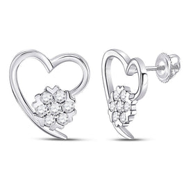 Sparkling Heart-Shaped Diamond Earrings in 10kt White Gold Top view from the 10Kt White Gold Womens Round Diamond Heart Earrings 1 5 Cttwpin280852 collection by Splendid Jewellery