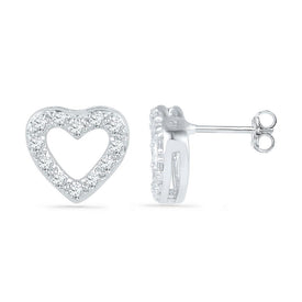 Sparkling Heart-Shaped Diamond Earrings in 10kt White Gold  Top View from Splendid Jewellery