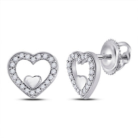 Sparkling Love: 10kt White Gold Diamond Heart Earrings Top view from the 10Kt White Gold Womens Round Diamond Heart Earrings 1 8 Cttwpin250279 collection by Splendid Jewellery