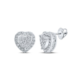 Heart of Brilliance Diamond Earrings Top view from the 10Kt White Gold Womens Round Diamond Heart Earrings 5 8 Cttwpin218803 collection by Splendid Jewellery
