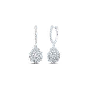 Earrings | 10kt White Gold Womens Round Diamond Hoop Dangle Earrings 1/2 Cttw | Splendid Jewellery GND