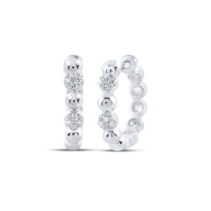 Earrings | 10kt White Gold Womens Round Diamond Hoop Earrings 1/10 Cttw | Splendid Jewellery GND
