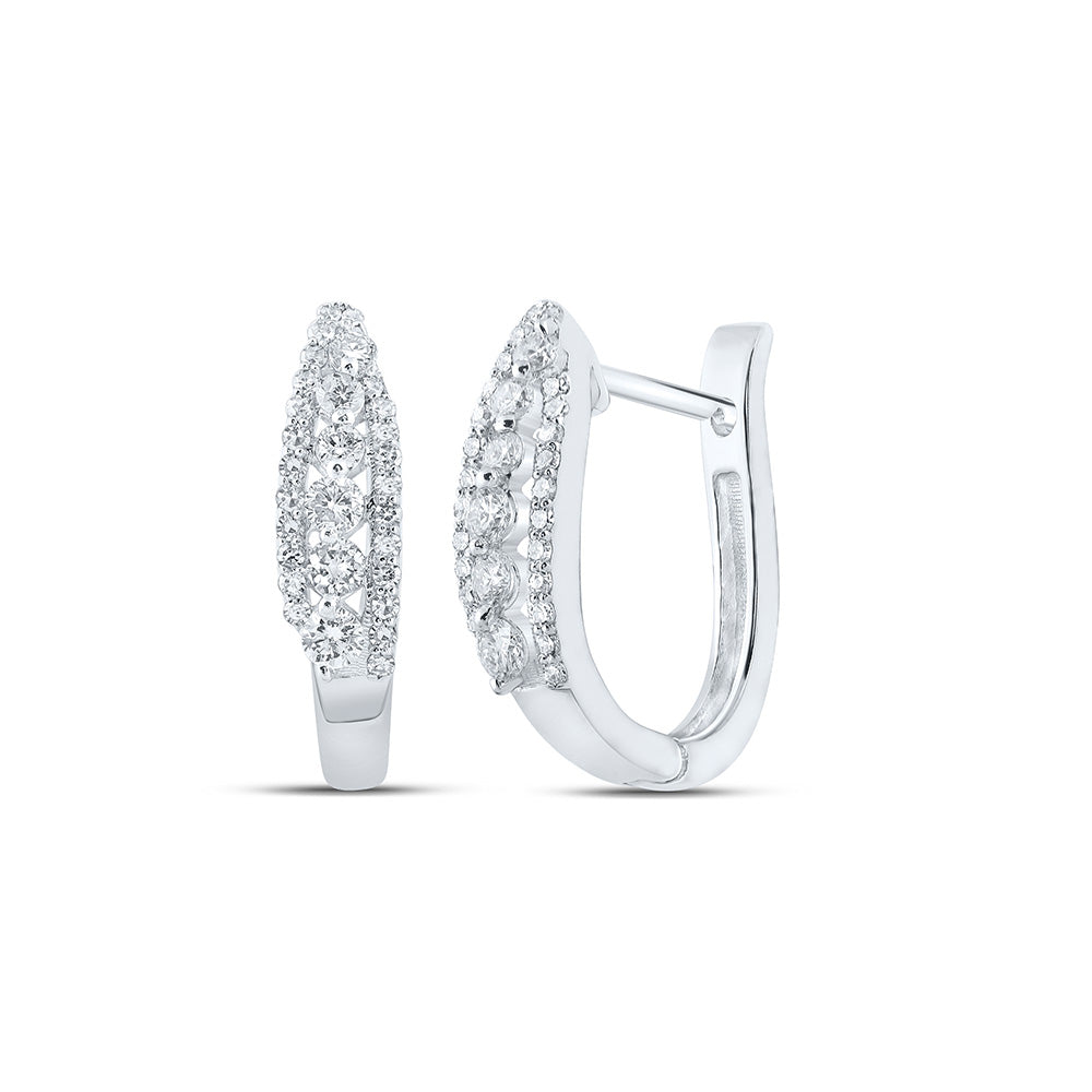 Earrings | 10kt White Gold Womens Round Diamond Hoop Earrings 1/2 Cttw | Splendid Jewellery GND