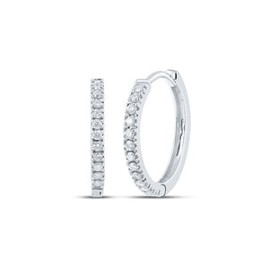 Earrings | 10kt White Gold Womens Round Diamond Hoop Earrings 1/2 Cttw | Splendid Jewellery GND
