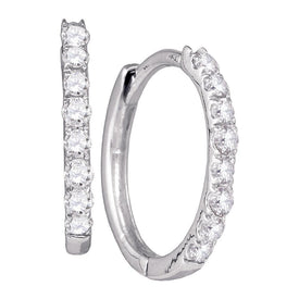 10kt White Gold Sparkling Diamond Hoop Earrings  Top View from Splendid Jewellery