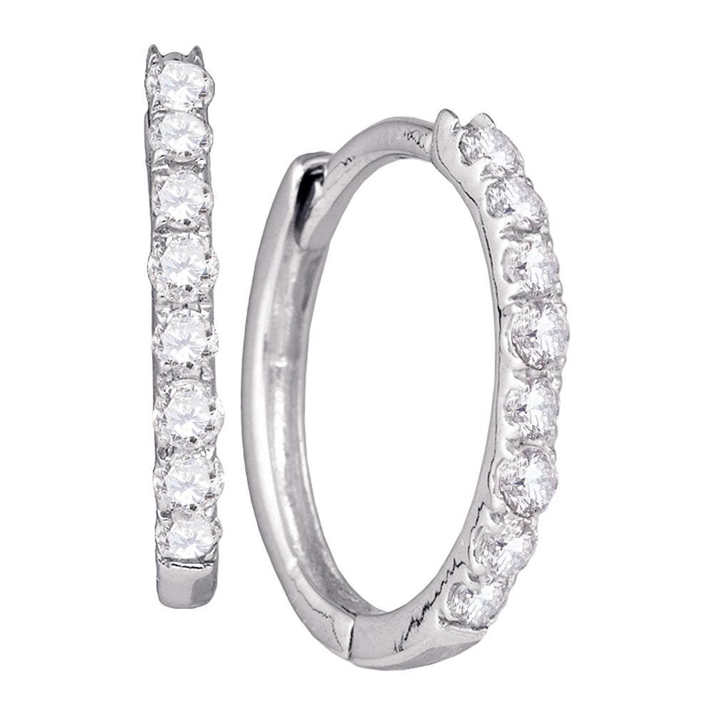 Earrings | 10kt White Gold Womens Round Diamond Hoop Earrings 1/3 Cttw | Splendid Jewellery GND
