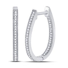 Splendid Jewellery 10kt White Gold Diamond Hoop Earrings Top view from the 10Kt White Gold Womens Round Diamond Hoop Earrings 1 4 Cttwpin63169 collection by Splendid Jewellery