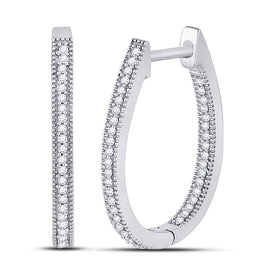Splendid Jewellery 10kt White Gold Diamond Hoop Earrings Top view from the 10Kt White Gold Womens Round Diamond Hoop Earrings 1 4 Cttwpin63169 collection by Splendid Jewellery