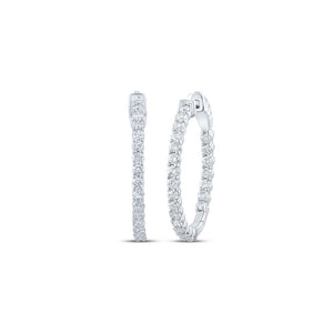 Earrings | 10kt White Gold Womens Round Diamond Hoop Earrings 2 Cttw | Splendid Jewellery GND