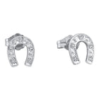 10kt White Gold Diamond Horseshoe Earrings: Timeless Elegance and Sparkle  Top View from Splendid Jewellery