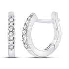 10kt White Gold Sparkling Diamond Huggie Hoop Earrings Top view from the 10Kt White Gold Womens Round Diamond Huggie Hoop Earrings 1 20 Cttwpin201930 collection by Splendid Jewellery