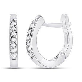 10kt White Gold Sparkling Diamond Huggie Hoop Earrings Top view from the 10Kt White Gold Womens Round Diamond Huggie Hoop Earrings 1 20 Cttwpin201930 collection by Splendid Jewellery