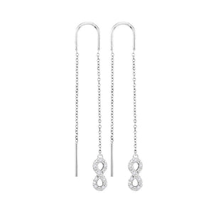Earrings | 10kt White Gold Womens Round Diamond Infinity Threader Earrings 1/6 Cttw | Splendid Jewellery GND
