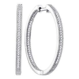 Dazzling Diamond Sparkle White Gold Hoop Earrings  Top View from Splendid Jewellery