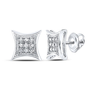 Earrings | 10kt White Gold Womens Round Diamond Kite Square Earrings 1/20 Cttw | Splendid Jewellery GND