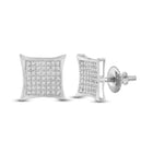 Exquisite 10kt White Gold Diamond Kite Square Earrings  Top View from Splendid Jewellery