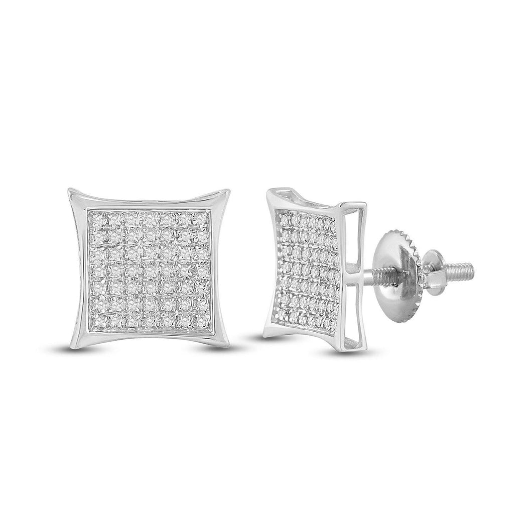 Earrings | 10kt White Gold Womens Round Diamond Kite Square Earrings 1/3 Cttw | Splendid Jewellery GND