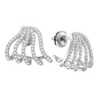 Sparkling Brilliance: 10kt White Gold Womens Round Diamond Lobe Half Hoop Earrings 5/8 Cttw  Top View from Splendid Jewellery