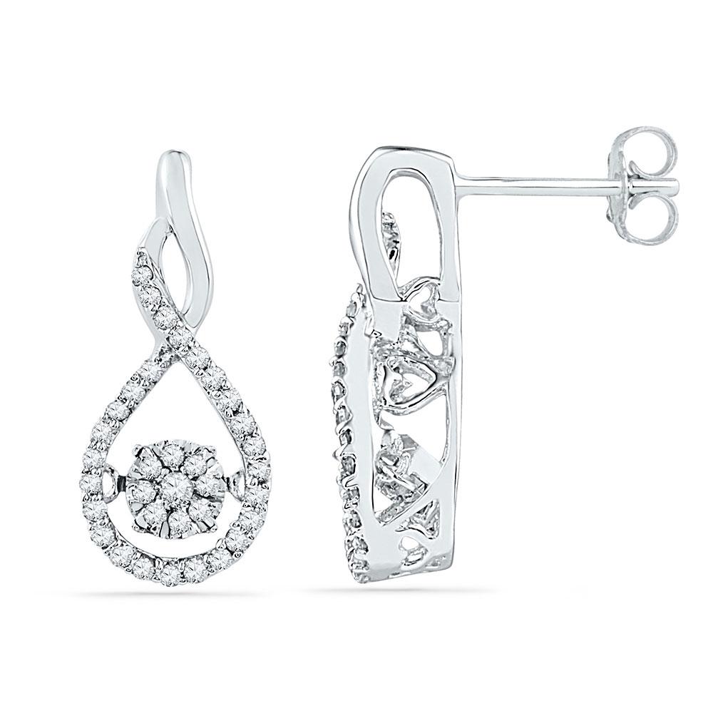Earrings | 10kt White Gold Womens Round Diamond Moving Cluster Earrings 1/3 Cttw | Splendid Jewellery GND