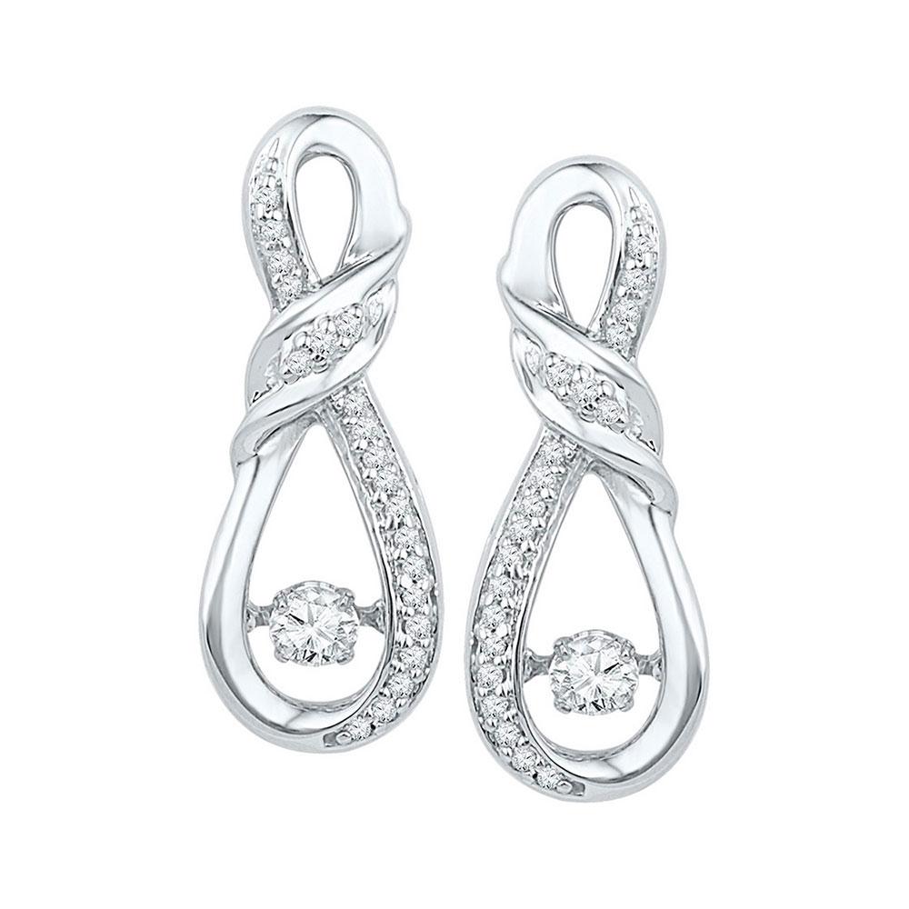 Earrings | 10kt White Gold Womens Round Diamond Moving Twinkle Fashion Earrings 1/3 Cttw | Splendid Jewellery GND