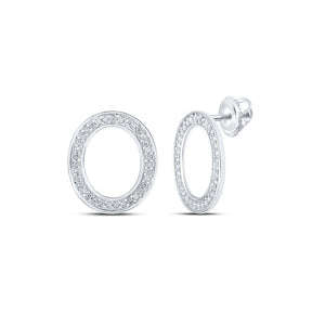 Earrings | 10kt White Gold Womens Round Diamond O Initial Letter Earrings 1/8 Cttw | Splendid Jewellery GND