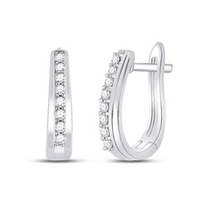 Load image into Gallery viewer, Splendid Jewellery 10kt White Gold Womens Diamond Oblong Hoop Earrings  Top View from Splendid Jewellery