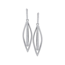 Load image into Gallery viewer, Sparkling Diamond Oblong Oval Dangle Earrings  Top View from Splendid Jewellery