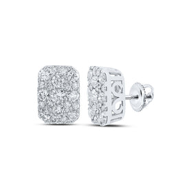 Splendid Jewellery's Diamond Majesty Earrings Top view from the 10Kt White Gold Womens Round Diamond Rectangle Cluster Earrings 1 Cttwpin213514 collection by Splendid Jewellery
