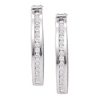 10kt White Gold Sparkling Diamond Channel-Set Hoop Earrings  Top View from Splendid Jewellery