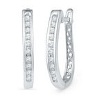 Splendid Jewellery 10kt White Gold Diamond Slender Oblong Hoop Earrings  Top View from Splendid Jewellery