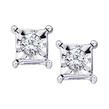 Load image into Gallery viewer, Sparkling Solitaire Diamond Earrings in 10kt White Gold  Top View from Splendid Jewellery