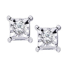 Sparkling Solitaire Diamond Earrings in 10kt White Gold  Top View from Splendid Jewellery