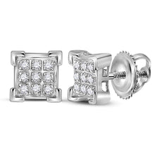 Load image into Gallery viewer, Dazzling White Gold Diamond Square Cluster Earrings Top view from the 10Kt White Gold Womens Round Diamond Square Cluster Earrings 1 20 Cttwpin223653 collection by Splendid Jewellery