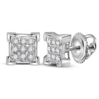 Dazzling White Gold Diamond Square Cluster Earrings Top view from the 10Kt White Gold Womens Round Diamond Square Cluster Earrings 1 20 Cttwpin223653 collection by Splendid Jewellery
