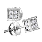 Sparkling Brilliance: 10kt White Gold Womens Round Diamond Square Cluster Earrings  Top View from Splendid Jewellery