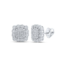 Load image into Gallery viewer, Splendid Jewellery 10kt White Gold Womens Round Diamond Square Earrings Top view from the 10Kt White Gold Womens Round Diamond Square Earrings 1 2 Cttwpin213540 collection by Splendid Jewellery