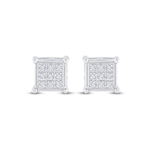 Load image into Gallery viewer, 10kt White Gold Square Diamond Earrings - Timeless Elegance and Sparkling Sophistication Side view from the 10Kt White Gold Womens Round Diamond Square Earrings 1 20 Cttwpin223685 collection by Splendid Jewellery