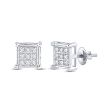 Load image into Gallery viewer, 10kt White Gold Square Diamond Earrings - Timeless Elegance and Sparkling Sophistication Top view from the 10Kt White Gold Womens Round Diamond Square Earrings 1 20 Cttwpin223685 collection by Splendid Jewellery
