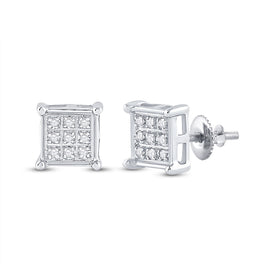 10kt White Gold Square Diamond Earrings - Timeless Elegance and Sparkling Sophistication Top view from the 10Kt White Gold Womens Round Diamond Square Earrings 1 20 Cttwpin223685 collection by Splendid Jewellery