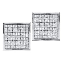 Load image into Gallery viewer, Sparkling Square Diamond Earrings in 10kt White Gold by Splendid Jewellery  Top View from Splendid Jewellery