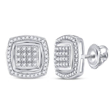 Load image into Gallery viewer, Dazzling Square Diamond Earrings in 10kt White Gold  Top View from Splendid Jewellery