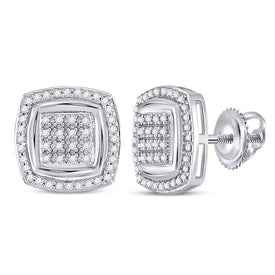 Dazzling Square Diamond Earrings in 10kt White Gold  Top View from Splendid Jewellery