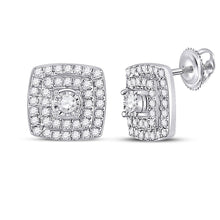 Load image into Gallery viewer, Dazzling Square Diamond Earrings in 10kt White Gold Top view from the 10Kt White Gold Womens Round Diamond Square Earrings 1 4 Cttwpin288228 collection by Splendid Jewellery