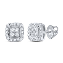 Load image into Gallery viewer, Sparkling Square Diamond Elegance Earrings Top view from the 10Kt White Gold Womens Round Diamond Square Earrings 1 5 Cttwpin69732 collection by Splendid Jewellery