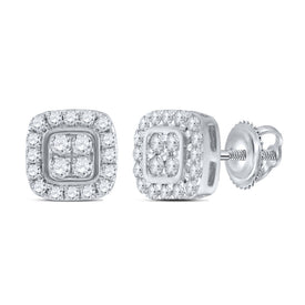 Sparkling Square Diamond Elegance Earrings Top view from the 10Kt White Gold Womens Round Diamond Square Earrings 1 5 Cttwpin69732 collection by Splendid Jewellery