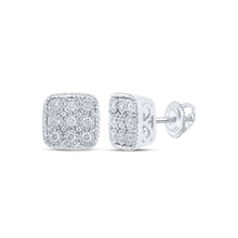 Load image into Gallery viewer, Dazzling Square Diamond Earrings in 10kt White Gold Top view from the 10Kt White Gold Womens Round Diamond Square Earrings 1 5 Cttwpin213575 collection by Splendid Jewellery
