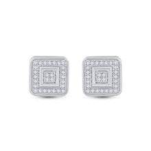 Load image into Gallery viewer, Dazzling 10kt White Gold Diamond Square Earrings Side view from the 10Kt White Gold Womens Round Diamond Square Earrings 1 6 Cttwpin88463 collection by Splendid Jewellery