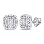 Sparkling Diamond Cluster Earrings in 10kt White Gold  Top View from Splendid Jewellery
